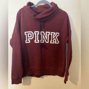 VS PINK Victoria‎ Secret Maroon Cowl Funnel Neck Size Medium Sweatshirt